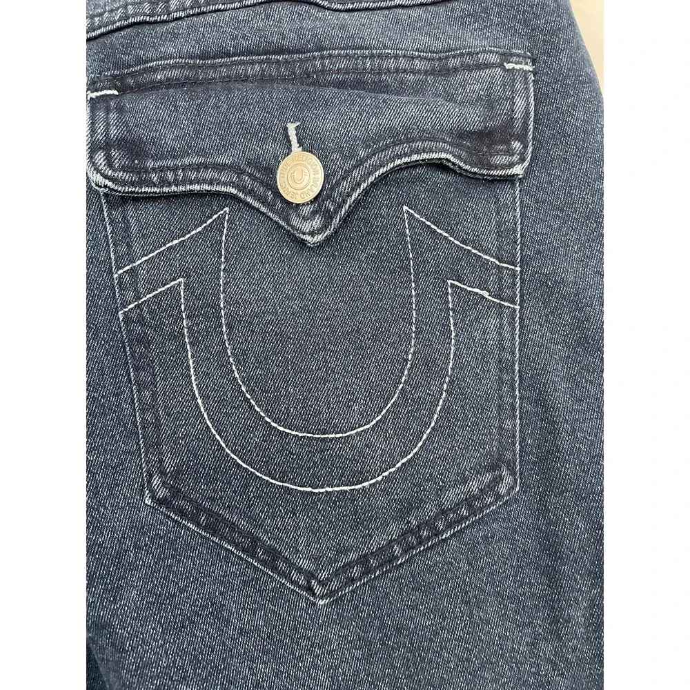 True Religion Ricky Relaxed Straight Denim Shorts Jorts 34x12 Flap Pocket
